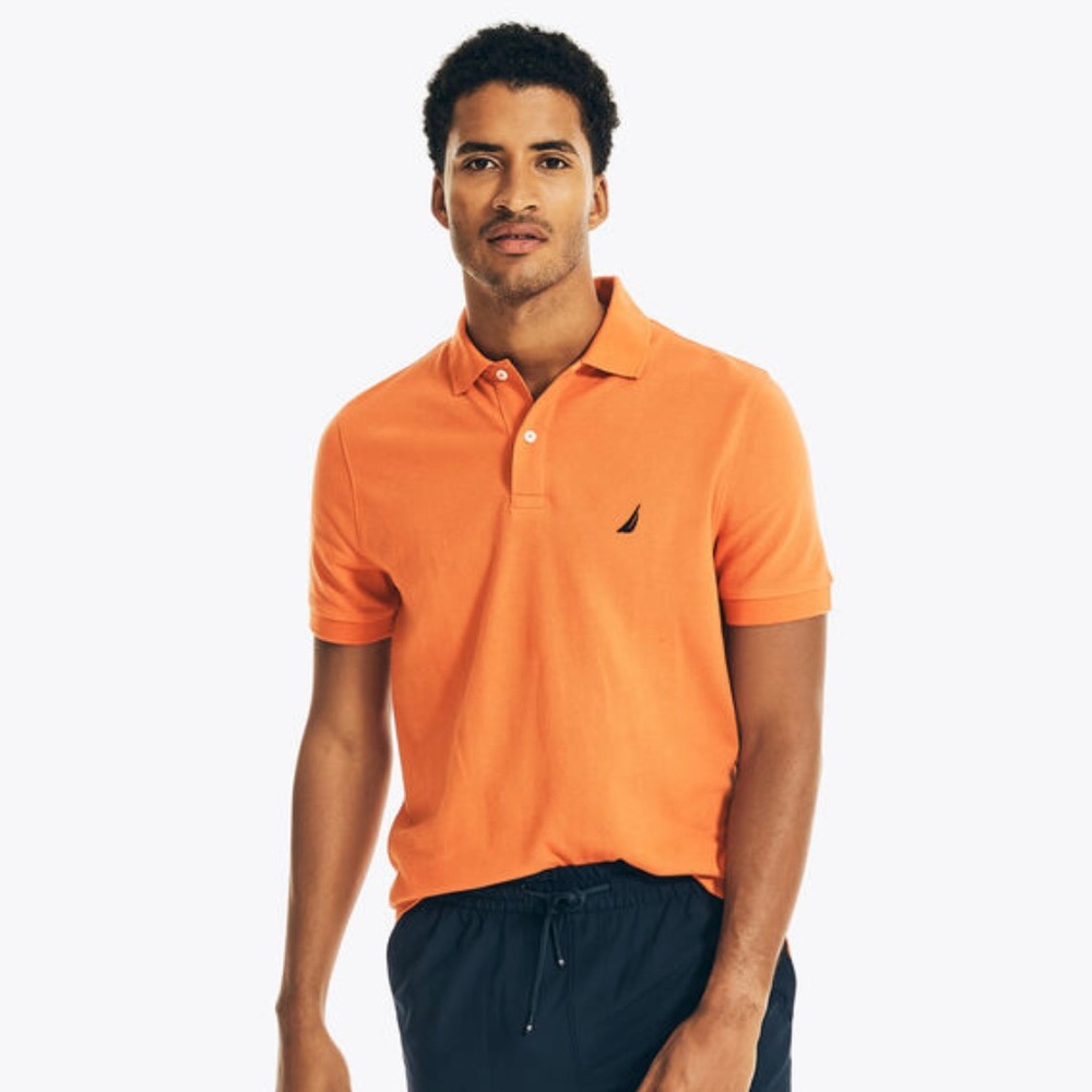 Men’s Big & Tall Nautica True Deck Shirt Summer Orange Golf Polo Size 3XL